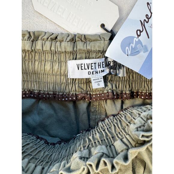 Velvet Heart Green Khaki Cargo Paperbag Waist Tie Cargo Mini Skirt Small - Picture 5 of 9